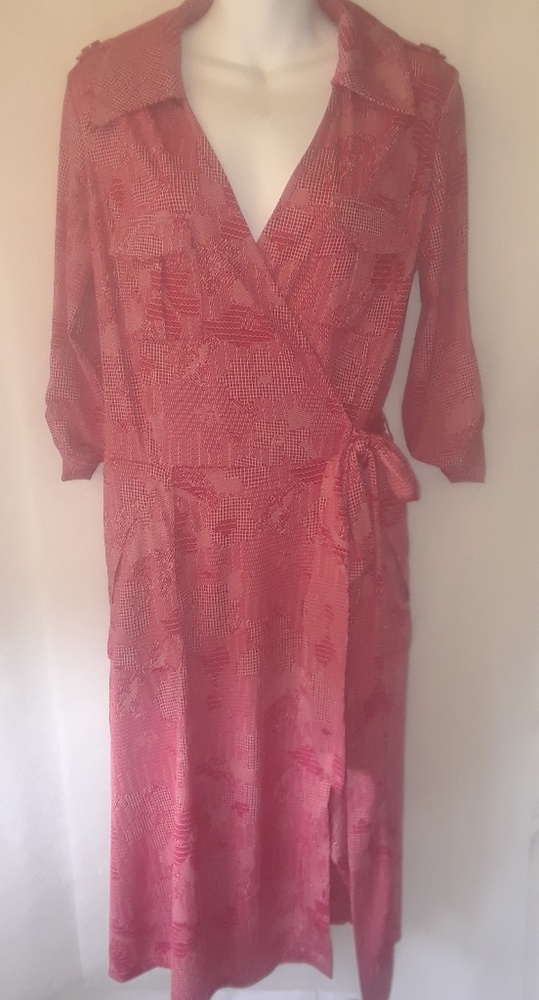 Anthropologie (Lapis) Red Wrap Dress w/pockets,  L